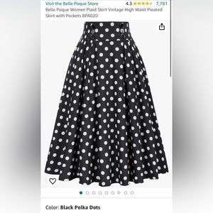 Belle Poque Women Plaid Skirt Vintage High Waist Pleated Skirt with Pockets